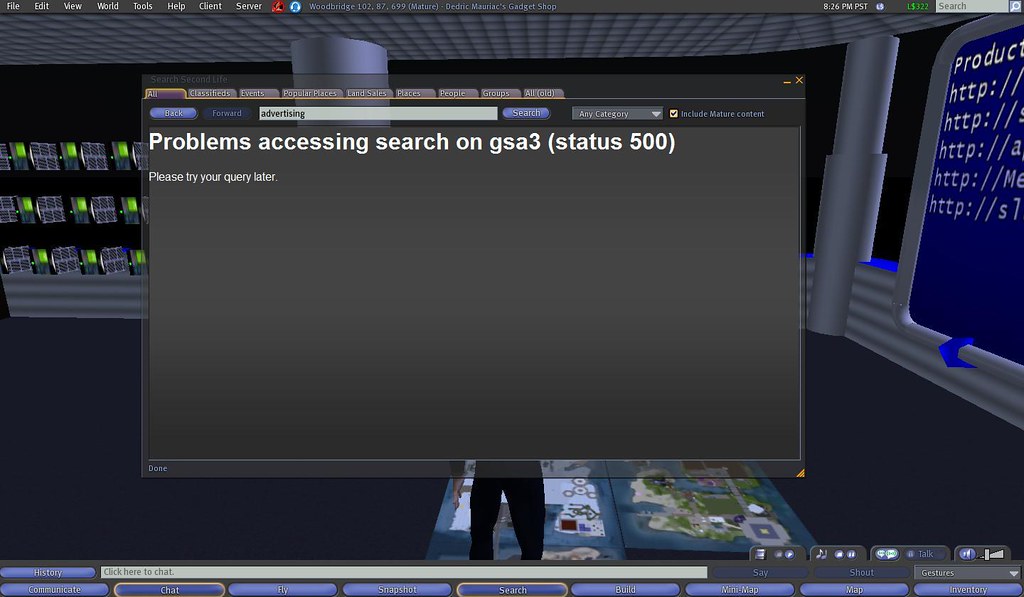 Problems with in-world search on gsa3